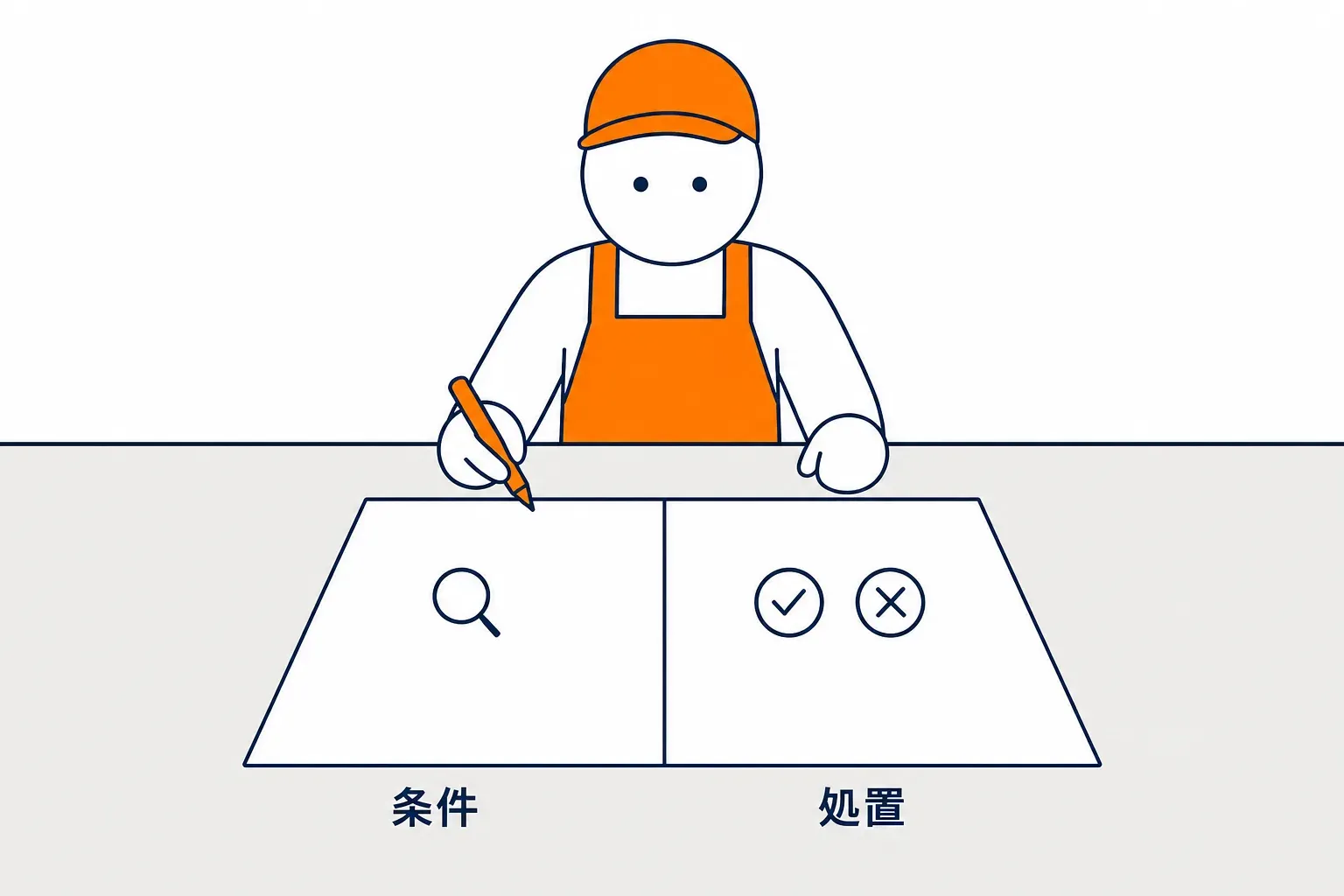 白紙に自分で条件と処置を書いた検問の紙