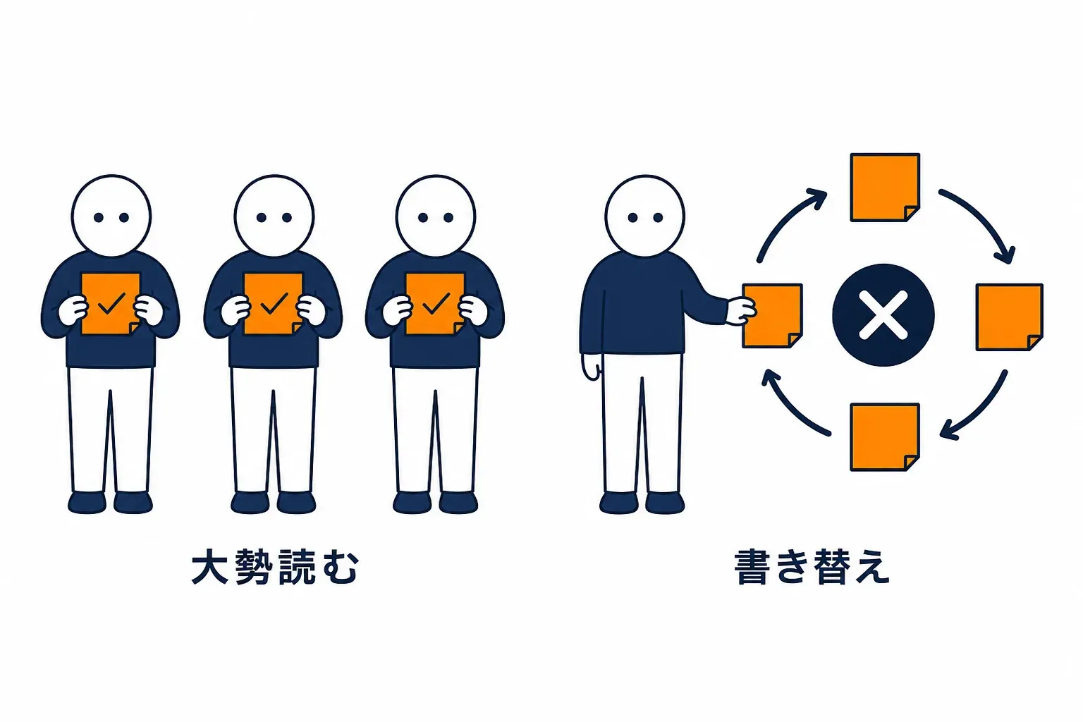 大勢が読む付箋と書き替え続けられる付箋