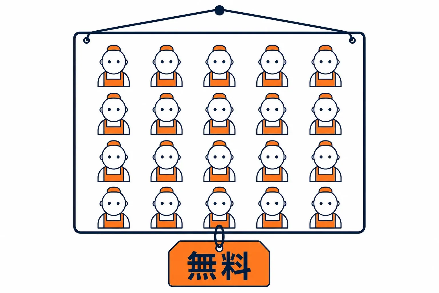無料の札が付いた係の一覧表