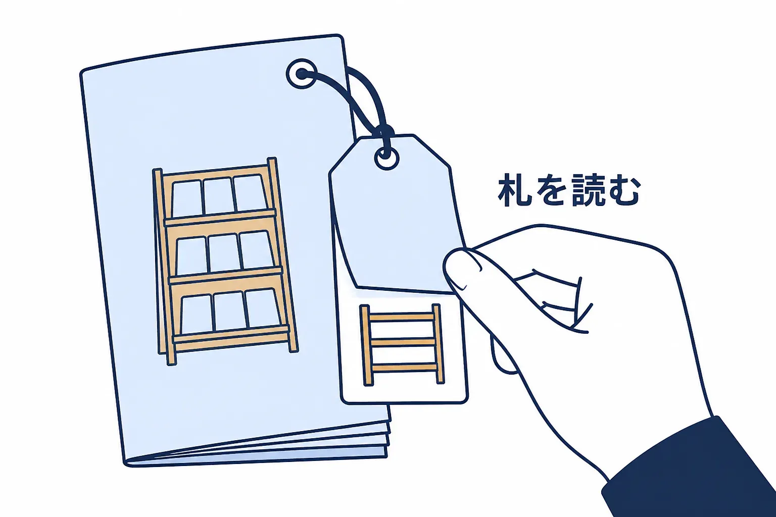 品に付いた札を裏返して読む