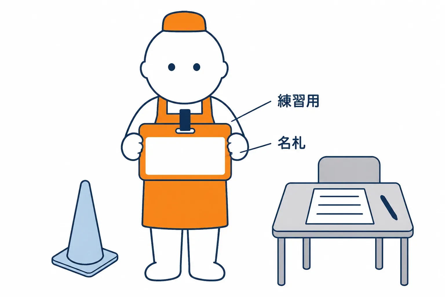 練習用と書かれた名札を持つ係