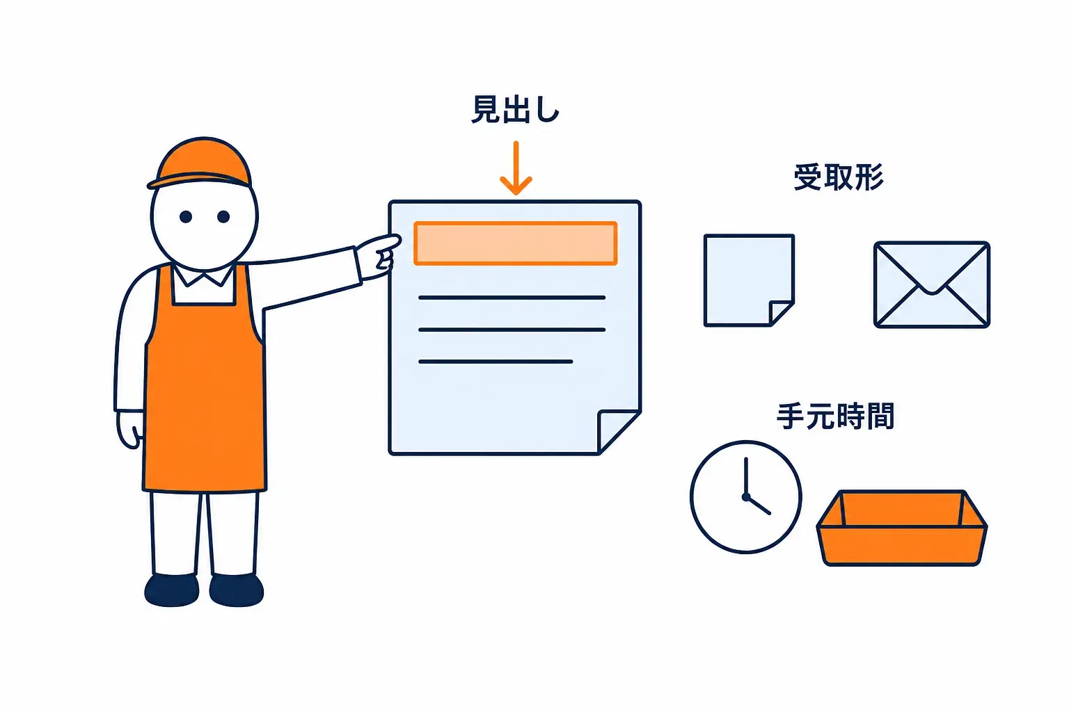 見出しを指定して付箋の中身を読む店員