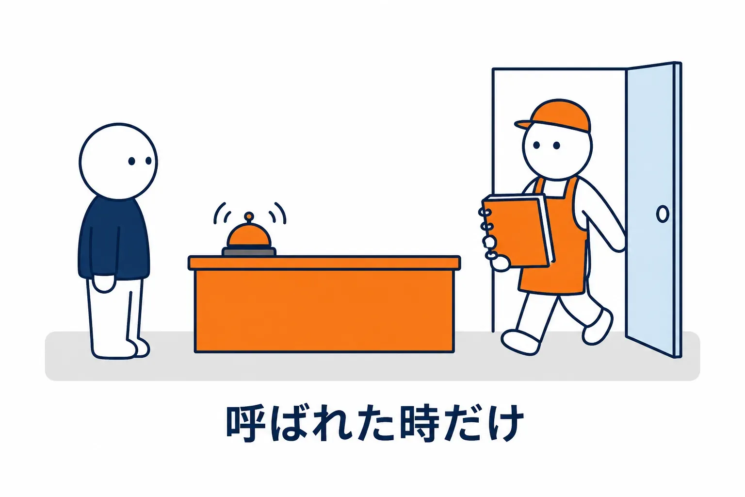 ベルで受付に現れる出張スタッフ
