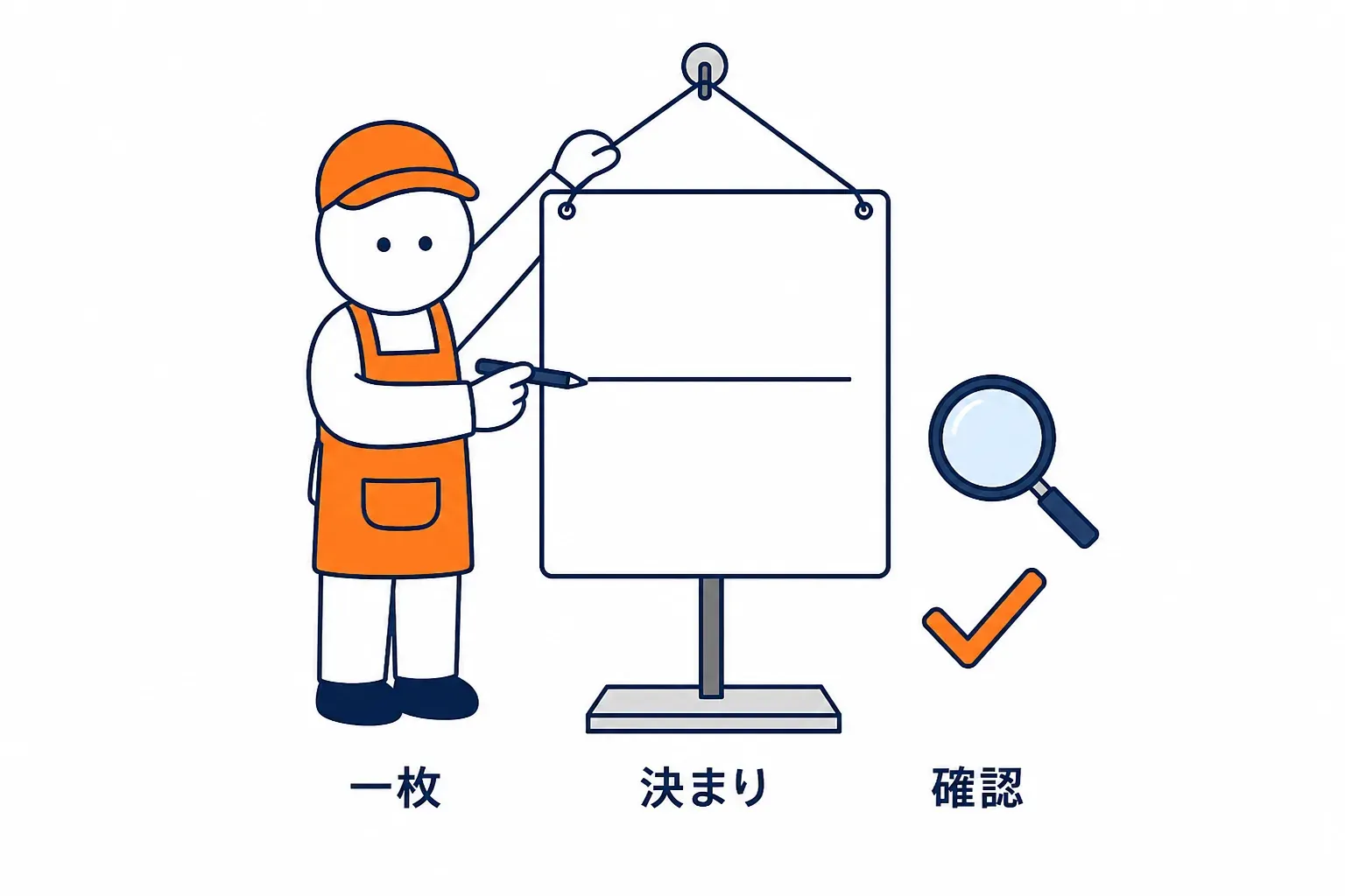 決まりの札を一枚だけ書いて掲げる場面