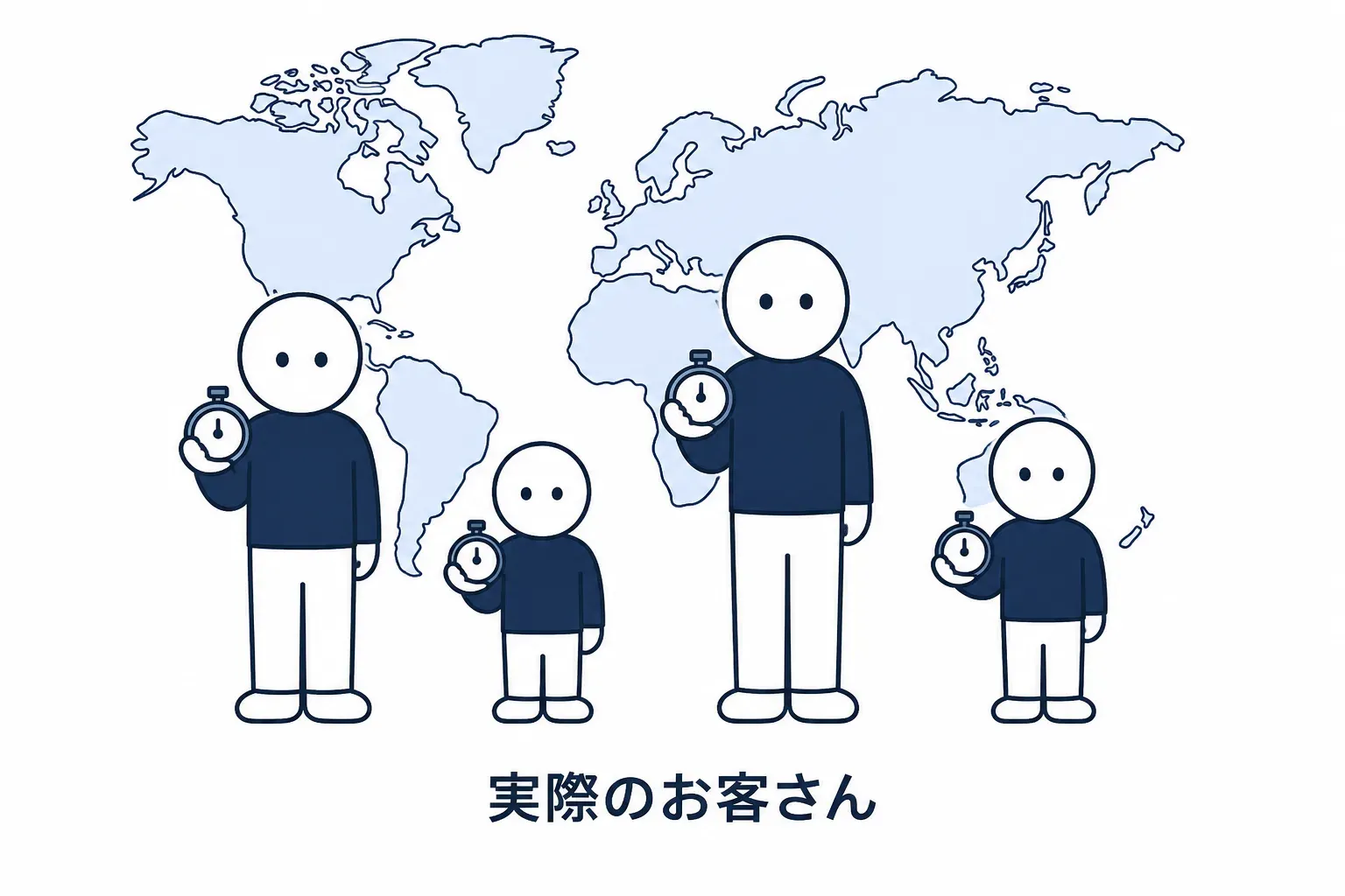 一人ひとりのお客さんが自分のストップウォッチを持つ