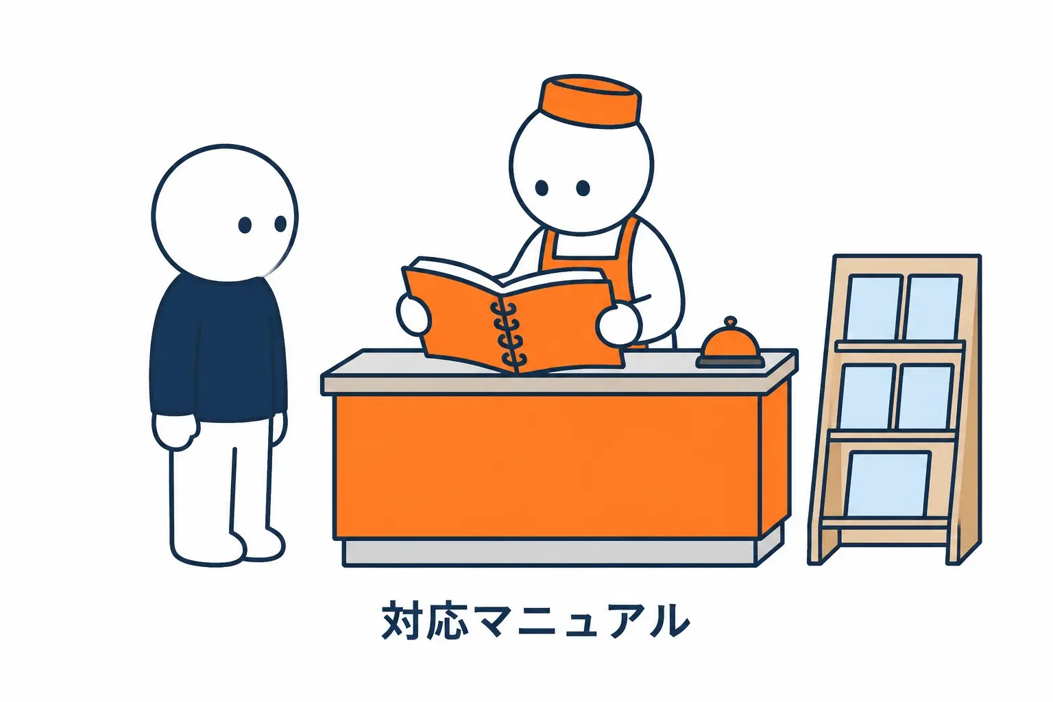 受付カウンターに置かれた対応マニュアル